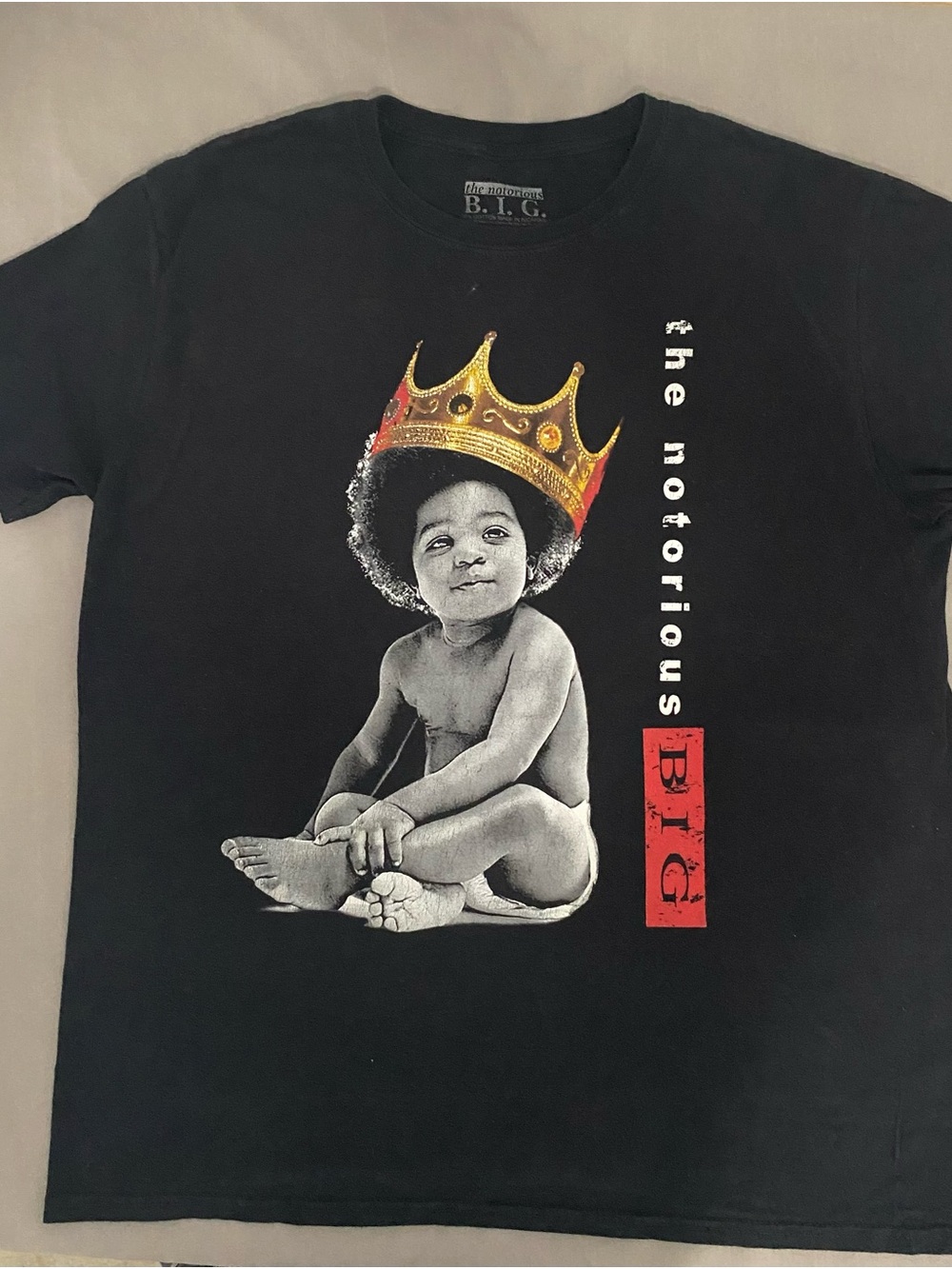 & Other Stories Black Graphic Tee with Gold Crown and Red Accent